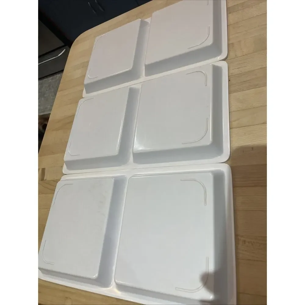 3 Coca-Cola Dual Serving Tray Plastic 12 x 6.75 Snack Dessert Nuts Party Gibson
